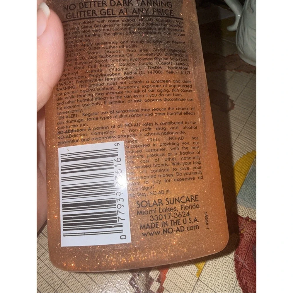 VTG Y2K NO-AD Australian Style Dark Tanning Glitter Gel VERY RARE 16oz ~60% Full